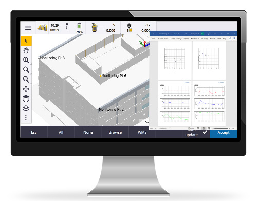 Trimble Access Monitoring på skärm